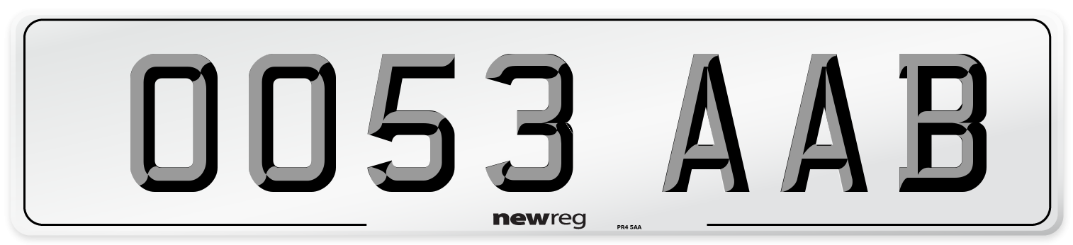 OO53 AAB Number Plate from New Reg